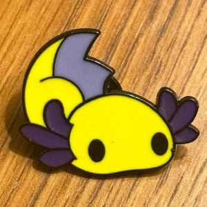 Women’s Accessories Cute Yellow, Gold, and Purple Axolotl Side Kick Enamel Pin